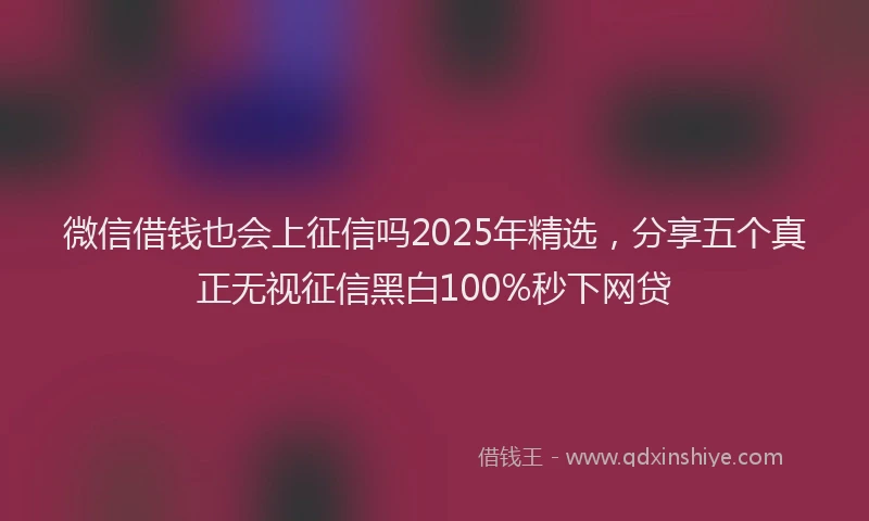 微信借钱也会上征信吗2025年精选，分享五个真正无视征信黑白100%秒下网贷