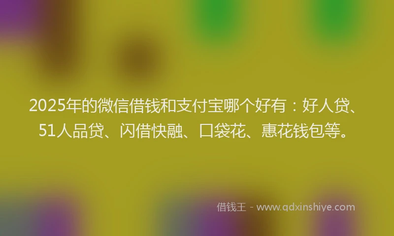 2025年的微信借钱和支付宝哪个好有：好人贷、51人品贷、闪借快融、口袋花、惠花钱包等。