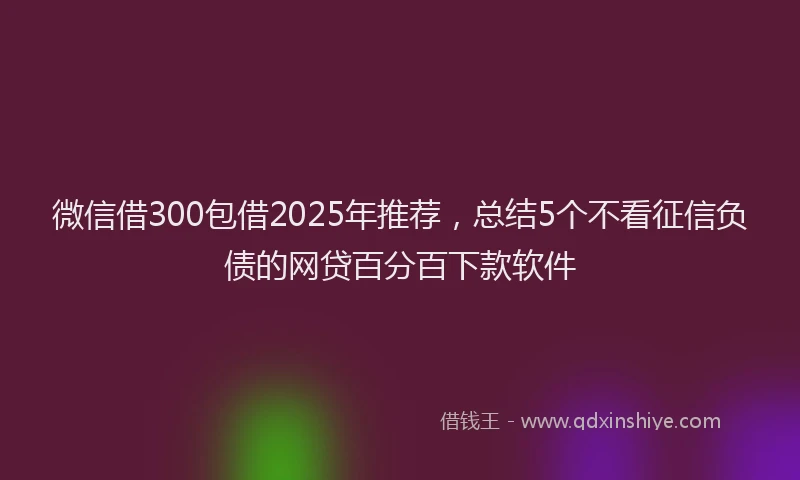 微信借300包借2025年推荐，总结5个不看征信负债的网贷百分百下款软件