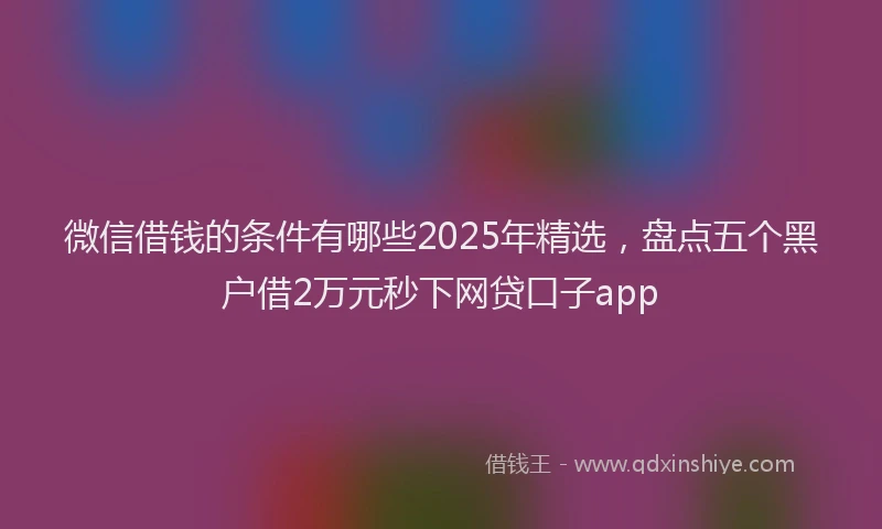 微信借钱的条件有哪些2025年精选，盘点五个黑户借2万元秒下网贷口子app