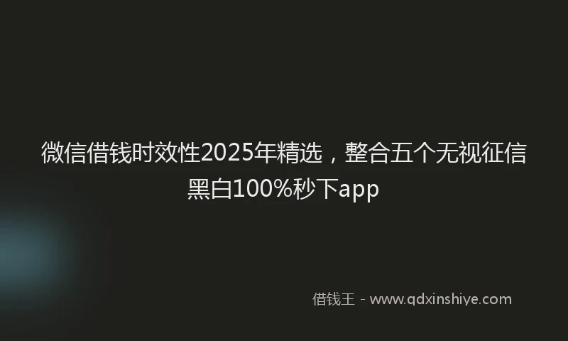 微信借钱时效性2025年精选，整合五个无视征信黑白100%秒下app