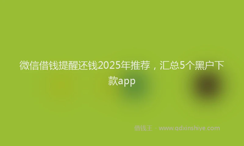 微信借钱提醒还钱2025年推荐，汇总5个黑户下款app
