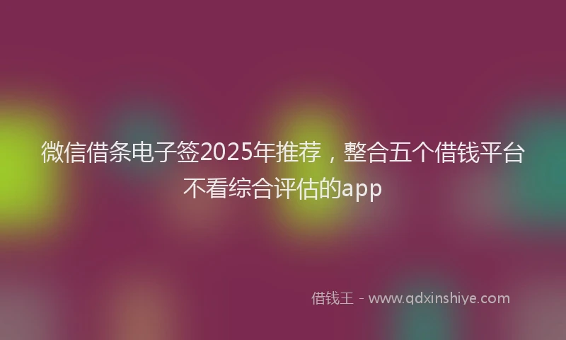 微信借条电子签2025年推荐，整合五个借钱平台不看综合评估的app