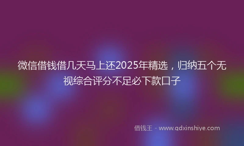 微信借钱借几天马上还2025年精选，归纳五个无视综合评分不足必下款口子