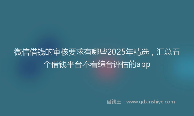 微信借钱的审核要求有哪些2025年精选，汇总五个借钱平台不看综合评估的app