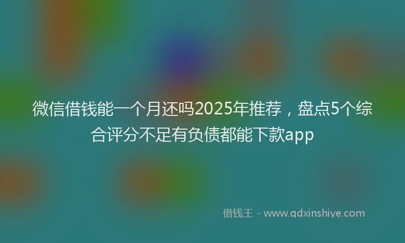 微信借钱能一个月还吗2025年推荐，盘点5个综合评分不足有负债都能下款app