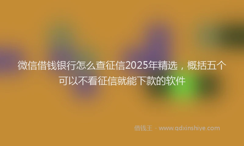 微信借钱银行怎么查征信2025年精选，概括五个可以不看征信就能下款的软件
