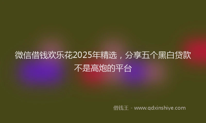 微信借钱欢乐花2025年精选，分享五个黑白贷款不是高炮的平台