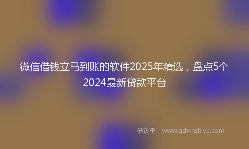 微信借钱立马到账的软件2025年精选，盘点5个2024最新贷款平台