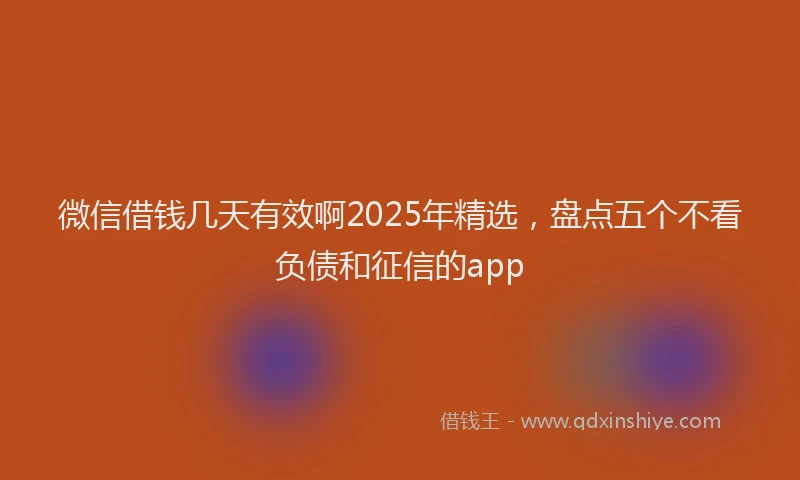 微信借钱几天有效啊2025年精选，盘点五个不看负债和征信的app