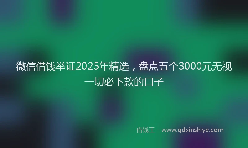微信借钱举证2025年精选，盘点五个3000元无视一切必下款的口子