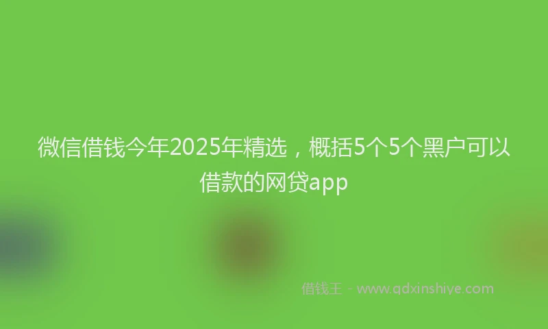 微信借钱今年2025年精选，概括5个5个黑户可以借款的网贷app