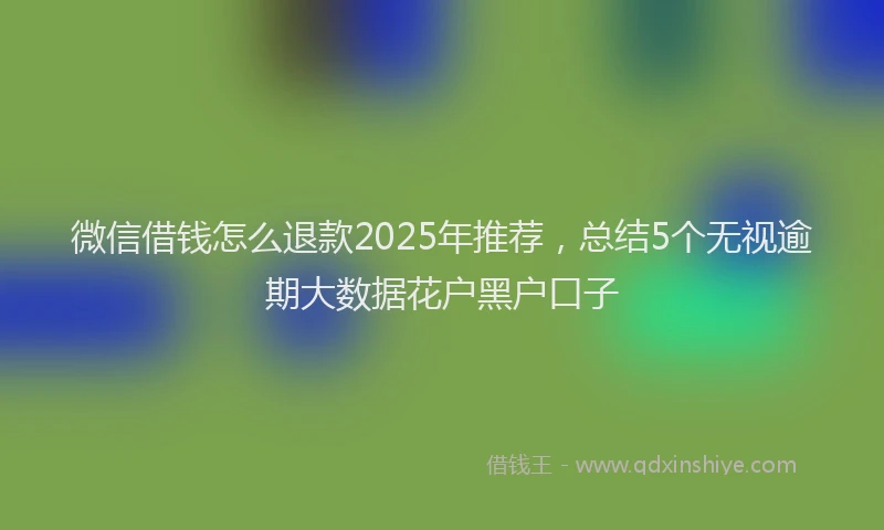 微信借钱怎么退款2025年推荐，总结5个无视逾期大数据花户黑户口子