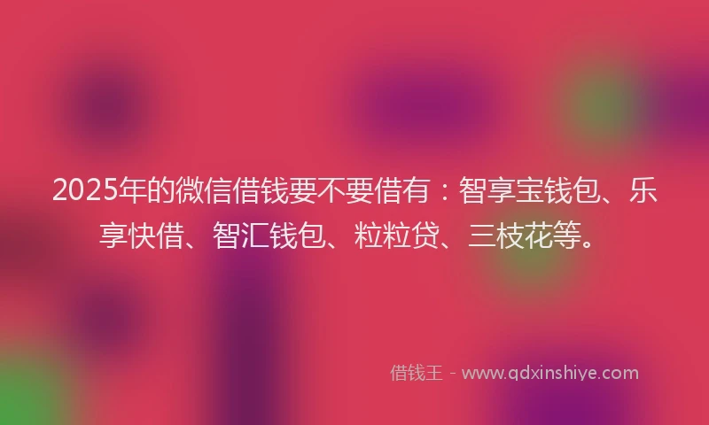 2025年的微信借钱要不要借有：智享宝钱包、乐享快借、智汇钱包、粒粒贷、三枝花等。