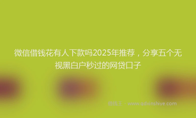 微信借钱花有人下款吗2025年推荐，分享五个无视黑白户秒过的网贷口子