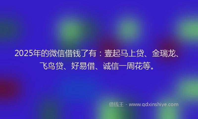 2025年的微信借钱了有：壹起马上贷、金瑞龙、飞鸟贷、好易借、诚信一周花等。