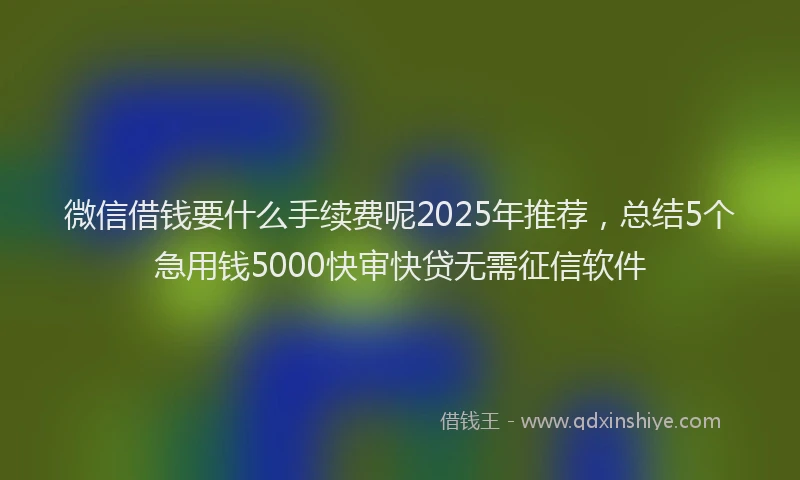微信借钱要什么手续费呢2025年推荐，总结5个急用钱5000快审快贷无需征信软件