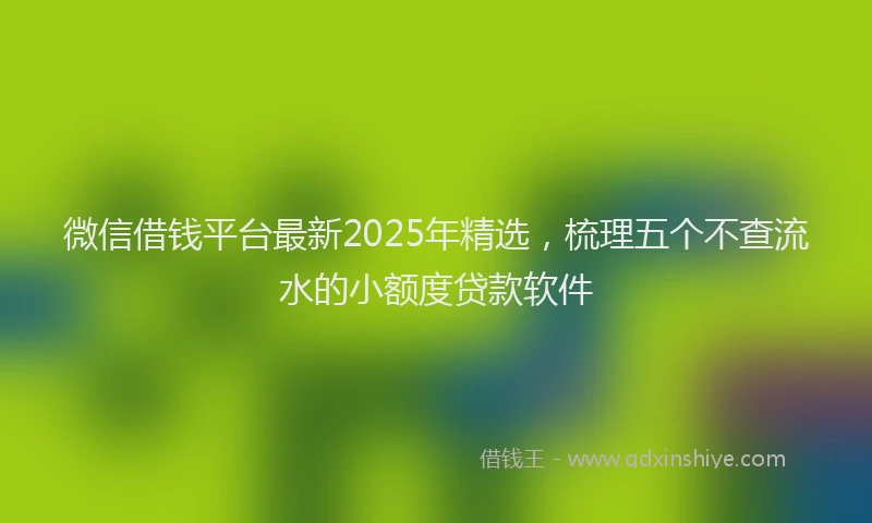 微信借钱平台最新2025年精选，梳理五个不查流水的小额度贷款软件