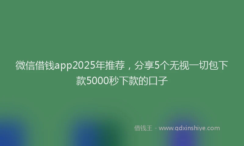 微信借钱app2025年推荐，分享5个无视一切包下款5000秒下款的口子