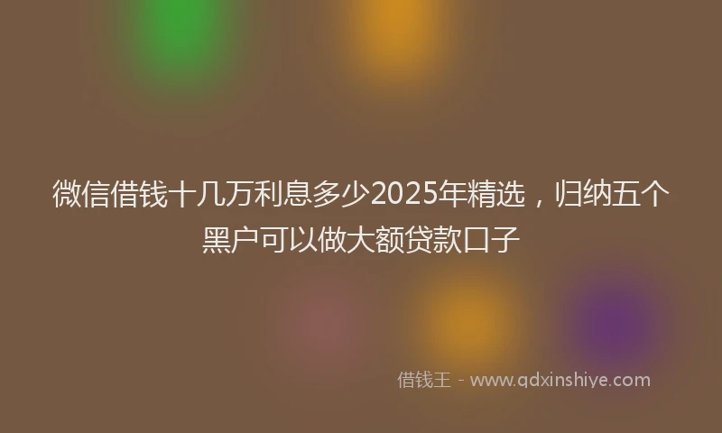 微信借钱十几万利息多少2025年精选，归纳五个黑户可以做大额贷款口子