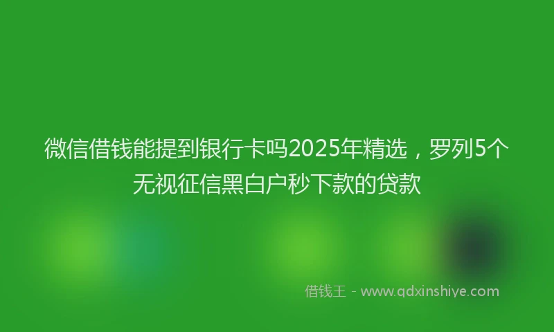 微信借钱能提到银行卡吗2025年精选，罗列5个无视征信黑白户秒下款的贷款