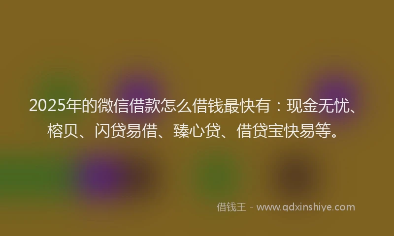 2025年的微信借款怎么借钱最快有：现金无忧、榕贝、闪贷易借、臻心贷、借贷宝快易等。