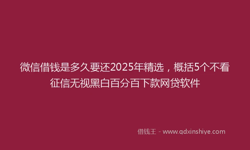 微信借钱是多久要还2025年精选，概括5个不看征信无视黑白百分百下款网贷软件