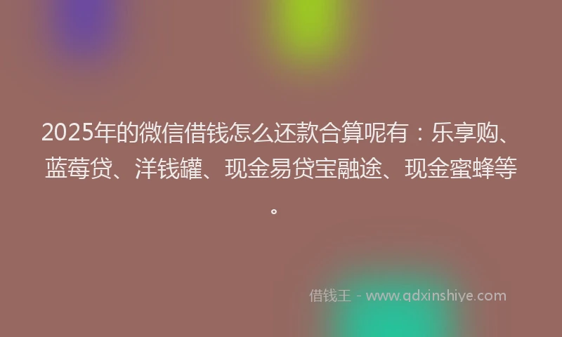 2025年的微信借钱怎么还款合算呢有：乐享购、蓝莓贷、洋钱罐、现金易贷宝融途、现金蜜蜂等。