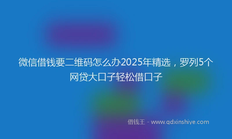 微信借钱要二维码怎么办2025年精选，罗列5个网贷大口子轻松借口子