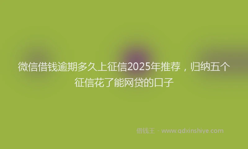 微信借钱逾期多久上征信2025年推荐，归纳五个征信花了能网贷的口子