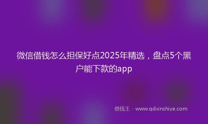微信借钱怎么担保好点2025年精选，盘点5个黑户能下款的app