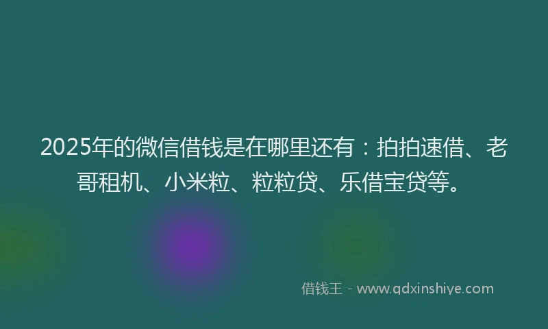 2025年的微信借钱是在哪里还有：拍拍速借、老哥租机、小米粒、粒粒贷、乐借宝贷等。
