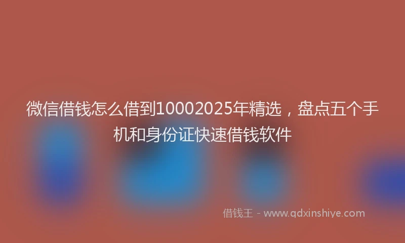 微信借钱怎么借到10002025年精选，盘点五个手机和身份证快速借钱软件