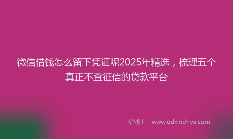 微信借钱怎么留下凭证呢2025年精选，梳理五个真正不查征信的贷款平台
