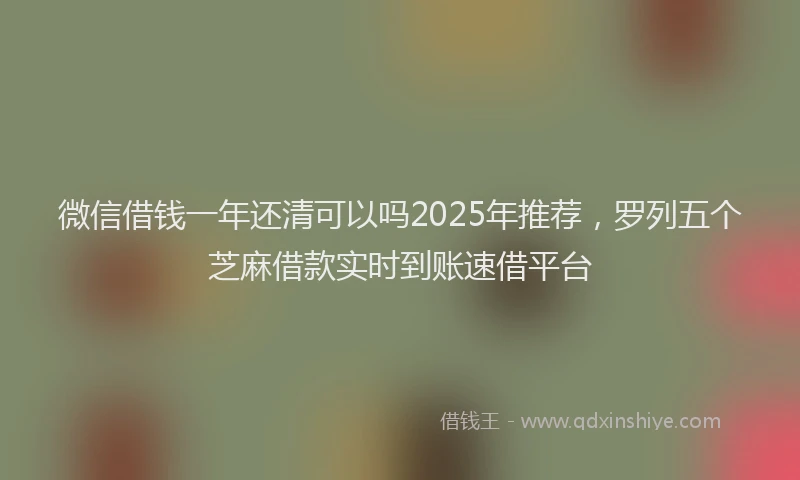 微信借钱一年还清可以吗2025年推荐，罗列五个芝麻借款实时到账速借平台