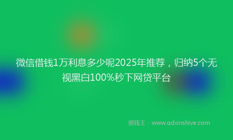 微信借钱1万利息多少呢2025年推荐，归纳5个无视黑白100%秒下网贷平台