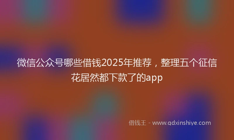 微信公众号哪些借钱2025年推荐，整理五个征信花居然都下款了的app