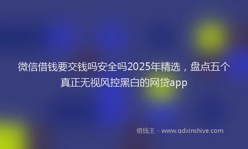 微信借钱要交钱吗安全吗2025年精选，盘点五个真正无视风控黑白的网贷app