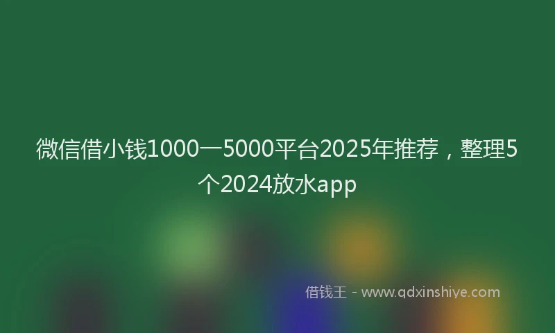 微信借小钱1000一5000平台2025年推荐，整理5个2024放水app