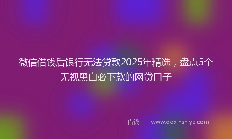 微信借钱后银行无法贷款2025年精选，盘点5个无视黑白必下款的网贷口子