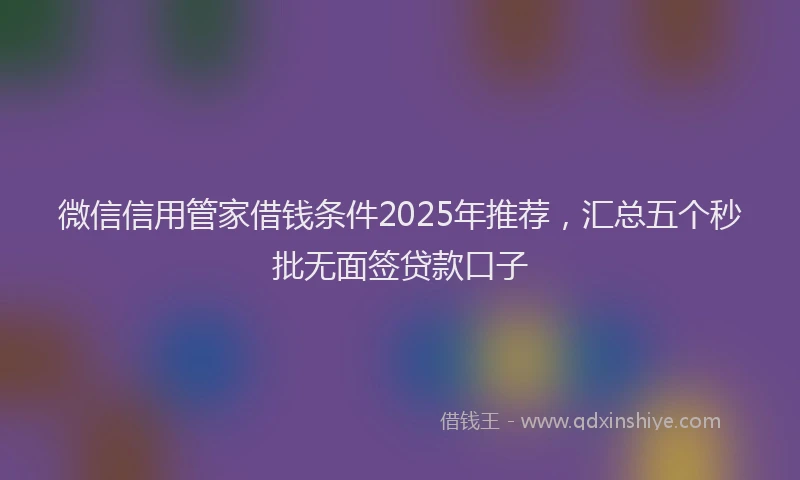 微信信用管家借钱条件2025年推荐，汇总五个秒批无面签贷款口子