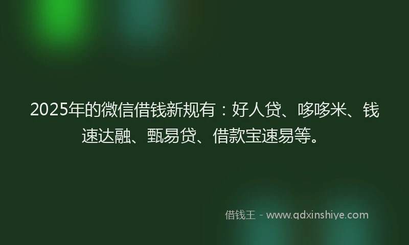 2025年的微信借钱新规有：好人贷、哆哆米、钱速达融、甄易贷、借款宝速易等。