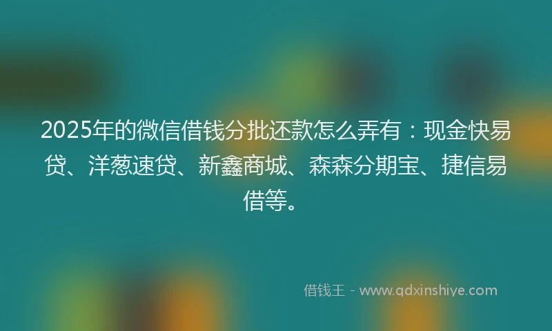 2025年的微信借钱分批还款怎么弄有：现金快易贷、洋葱速贷、新鑫商城、森森分期宝、捷信易借等。