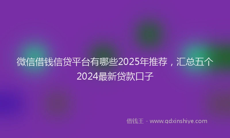 微信借钱信贷平台有哪些2025年推荐，汇总五个2024最新贷款口子
