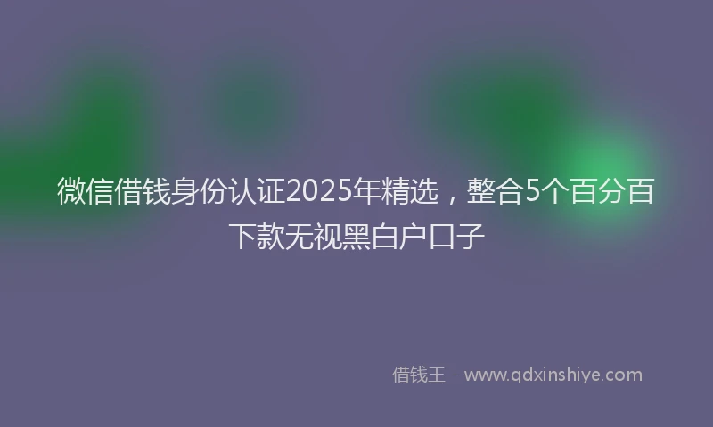 微信借钱身份认证2025年精选，整合5个百分百下款无视黑白户口子