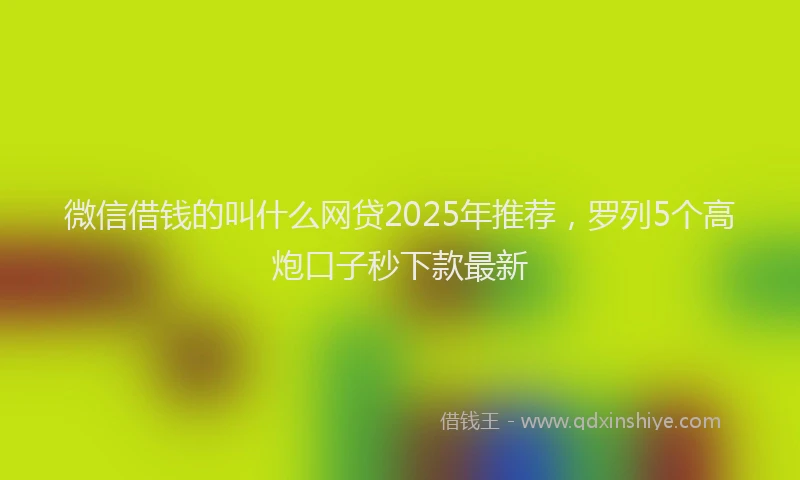 微信借钱的叫什么网贷2025年推荐，罗列5个高炮口子秒下款最新