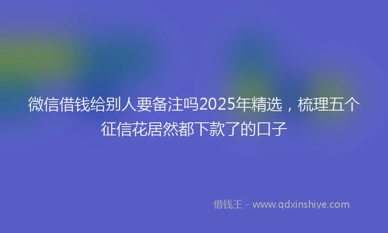 微信借钱给别人要备注吗2025年精选，梳理五个征信花居然都下款了的口子
