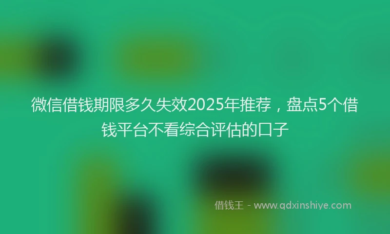 微信借钱期限多久失效2025年推荐，盘点5个借钱平台不看综合评估的口子
