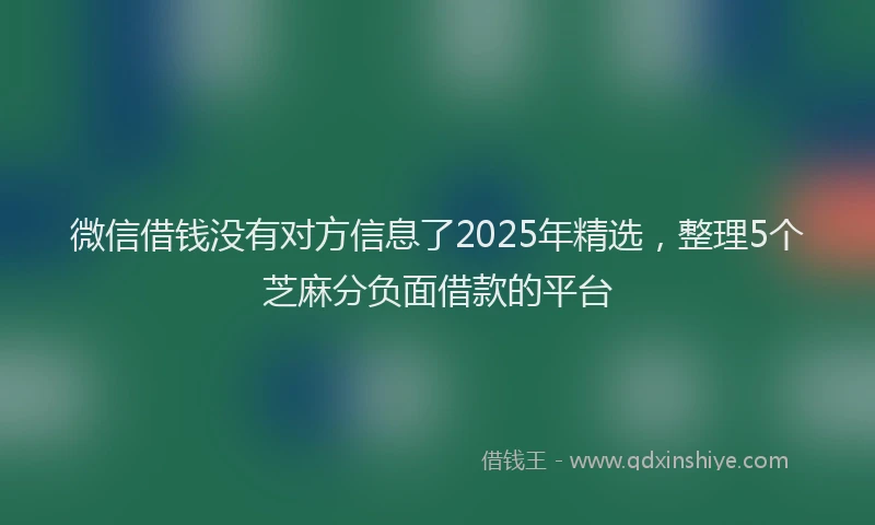 微信借钱没有对方信息了2025年精选，整理5个芝麻分负面借款的平台