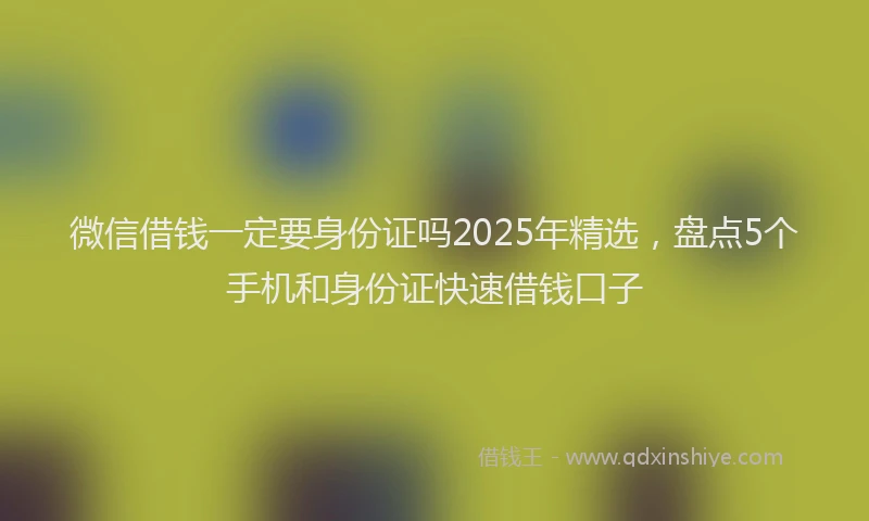 微信借钱一定要身份证吗2025年精选，盘点5个手机和身份证快速借钱口子